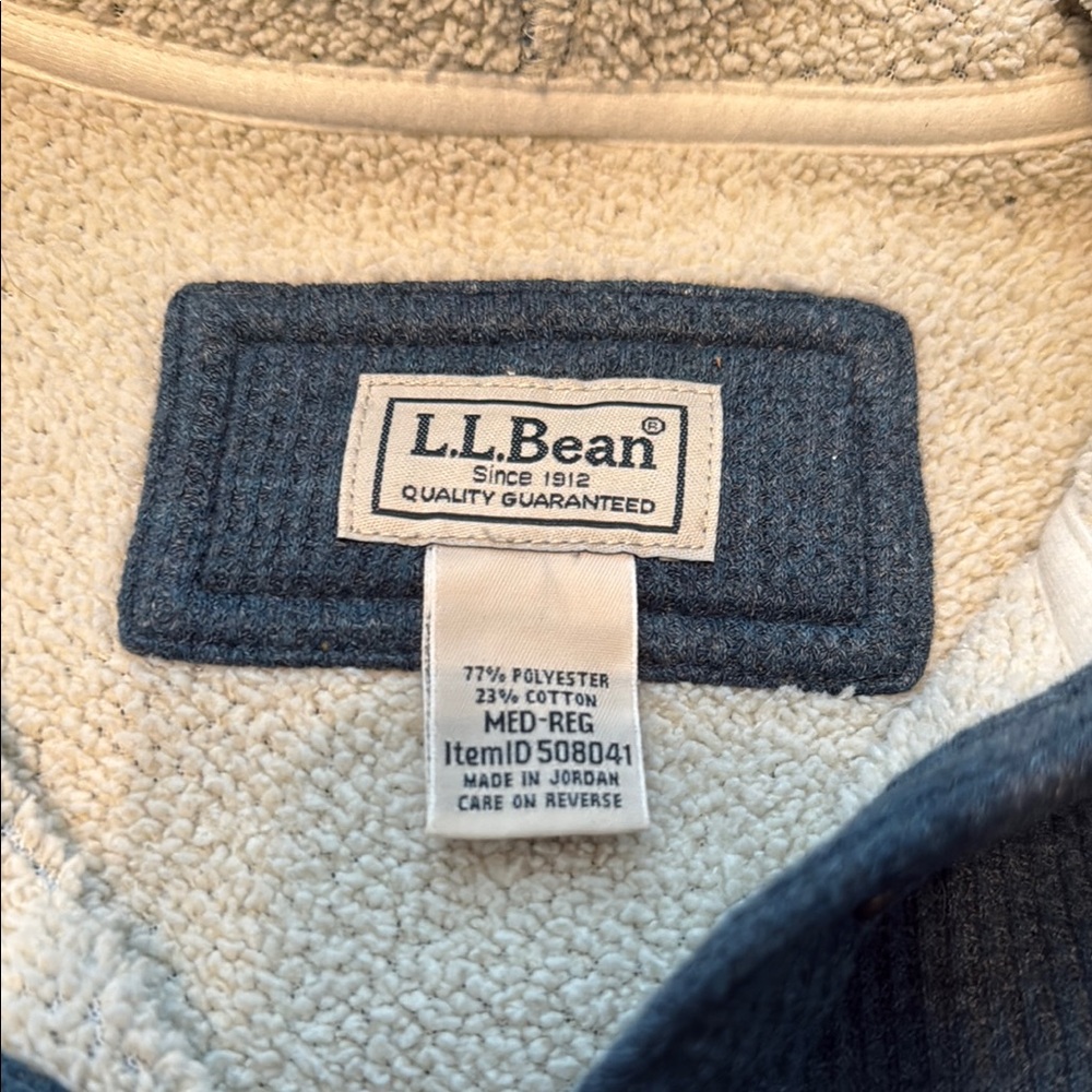 L.L. Bean Denim Blue and Cream Fleece Jacket